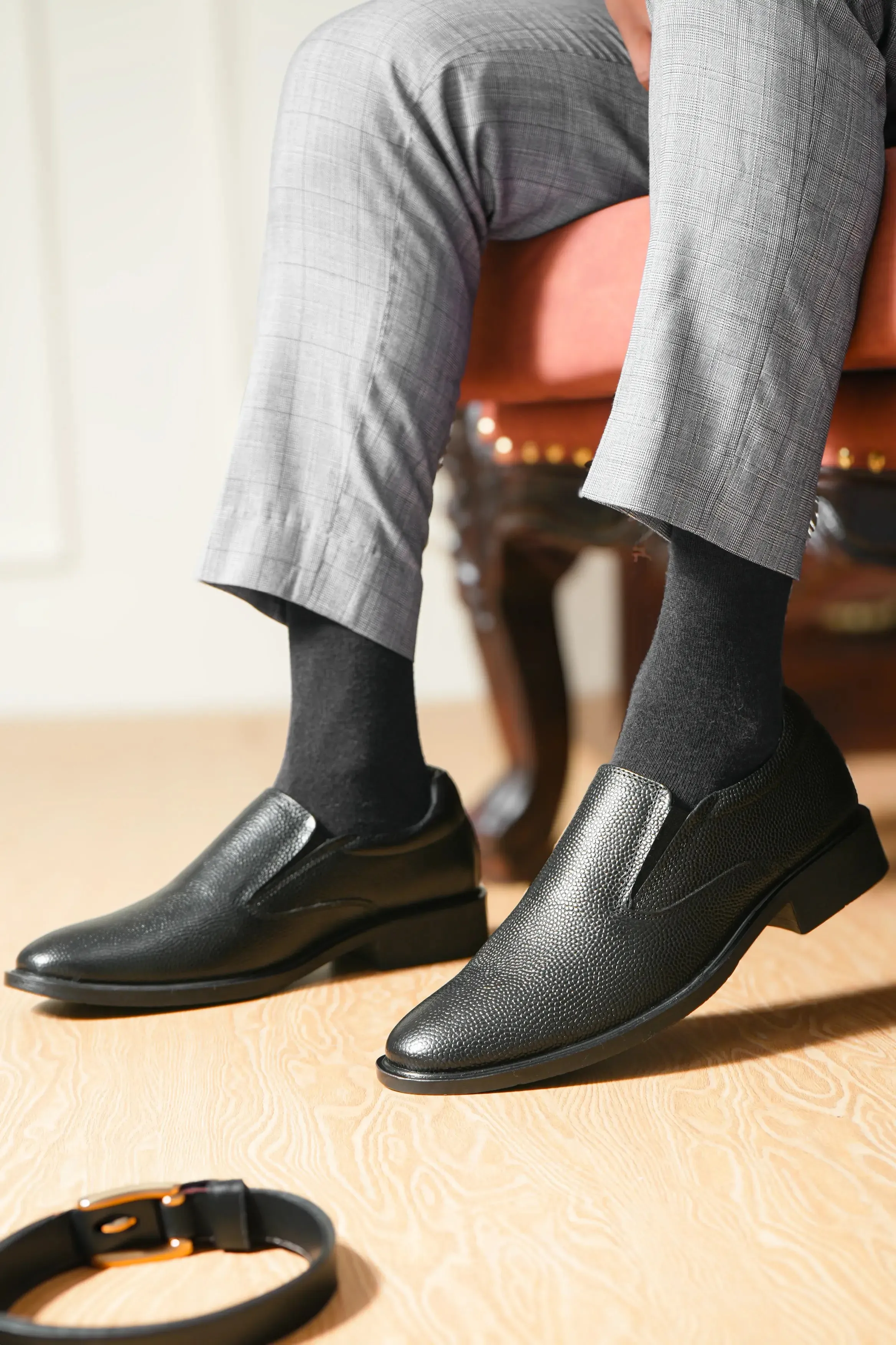 Honed Full Grain Leather Slip Ons